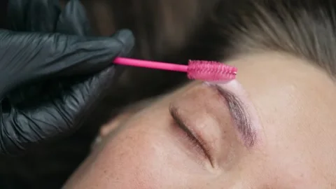 Eyebrow Lamination Treatment Closeup Stock-Footage 342833770