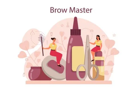 Eyebrow master and designer concept. Master making perfect brow. Stock Illustration