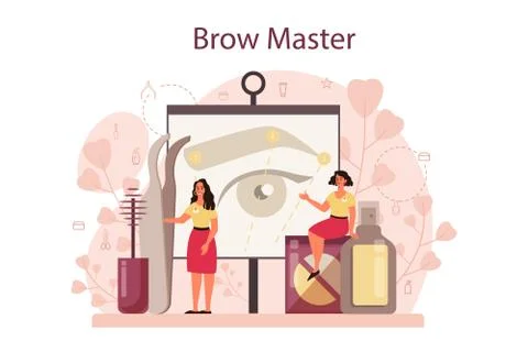 Eyebrow master and designer concept. Master making perfect brow. Stock Illustration