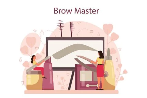 Eyebrow master and designer concept. Master making perfect brow. Stock Illustration