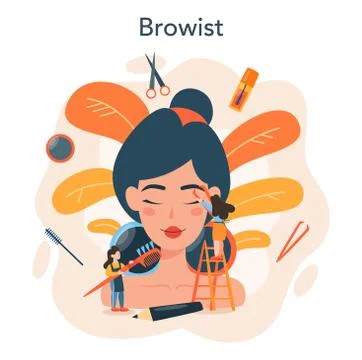 Eyebrow master and designer concept. Master making perfect Stock Illustration