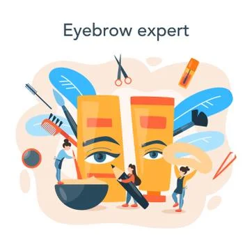 Eyebrow master and designer concept. Master making perfect Stock Illustration