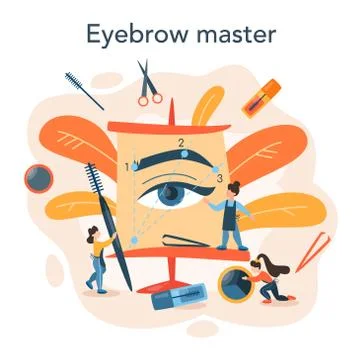 Eyebrow master and designer concept. Master making perfect Stock Illustration