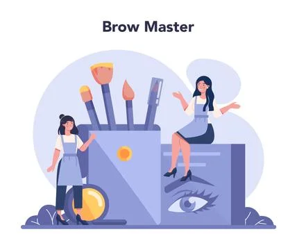 Eyebrow master and designer concept. Master making perfect brow Stock Illustration
