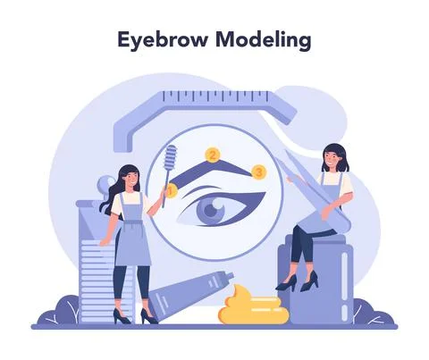 Eyebrow master and designer concept. Master making perfect brow Stock Illustration