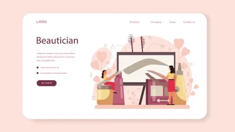 Eyebrow master and designer web banner or landing page. Master Stock Illustration