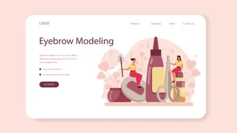 Eyebrow master and designer web banner or landing page. Master Stock Illustration