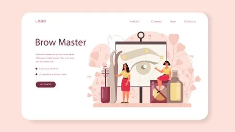 Eyebrow master and designer web banner or landing page. Master Stock Illustration