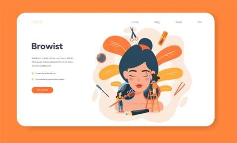 Eyebrow master and designer web banner or landing page Stock Illustration