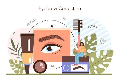 Eyebrow master concept. Master making perfect eyebrows. Stock Illustration