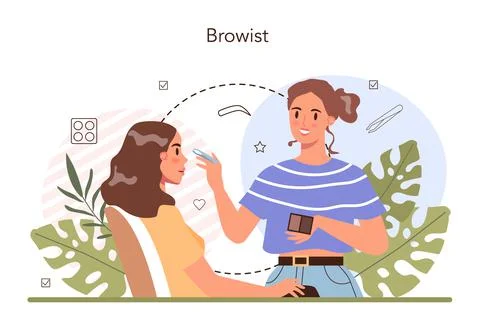 Eyebrow master concept. Master making perfect eyebrows. Stock Illustration