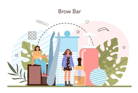 Eyebrow master concept. Master making perfect eyebrows. Stock Illustration