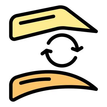 Eyebrow permanent makeup correction icon with arrows showing rotation Stock Illustration