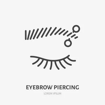 Eyebrow piercing line icon, vector pictogram of face jewelry. Piercing studio Stock Illustration
