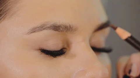 Eyebrow professional correction, tattoo Stock Footage 104635639