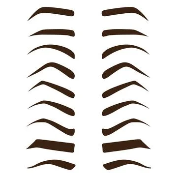 Eyebrow shape set. Different types of eyebrows. Makeup Tips. Eyebrow shaping  Stock Illustration