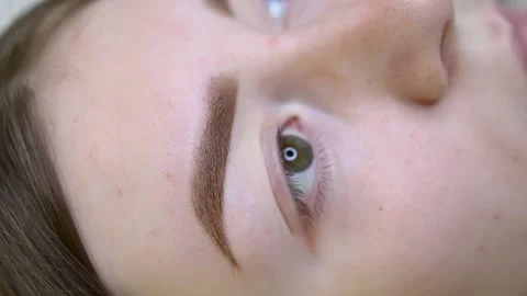 Eyebrow tattoo permanent eyebrow makeup Stock Footage 172416053
