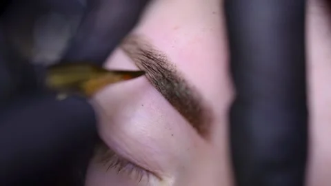 Eyebrow tattoo permanent eyebrow makeup Stock Footage 172416090