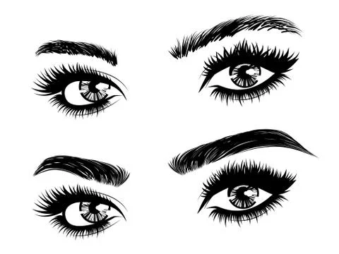 Eyebrow threading before and after Stock Illustration