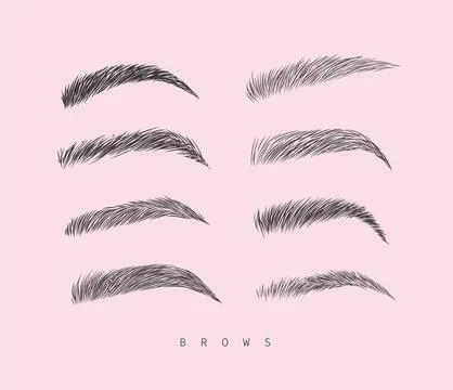 Eyebrows collection pink Stock Illustration