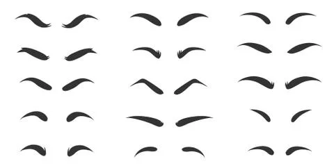 Eyebrows shapes Set. Eyebrow shapes. Various types of eyebrows. Makeup tips. Cla Stock Illustration