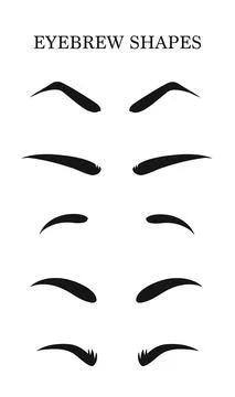 Eyebrows shapes Set. Various types of eyebrows. Makeup tips. Eyebrow shaping for Stock Illustration