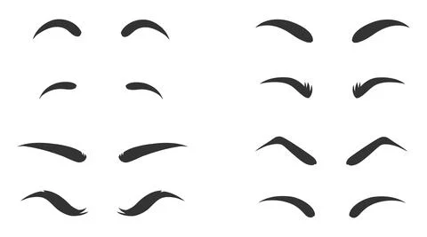 Eyebrows shapes Set. Various types of eyebrows. Makeup tips. Eyebrow shaping for Stock Illustration
