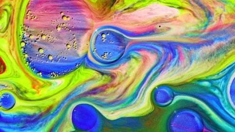 An EyeCatching and Colorful Abstract Fluid Art Design featuring Bubbles and Stock Footage 303606947