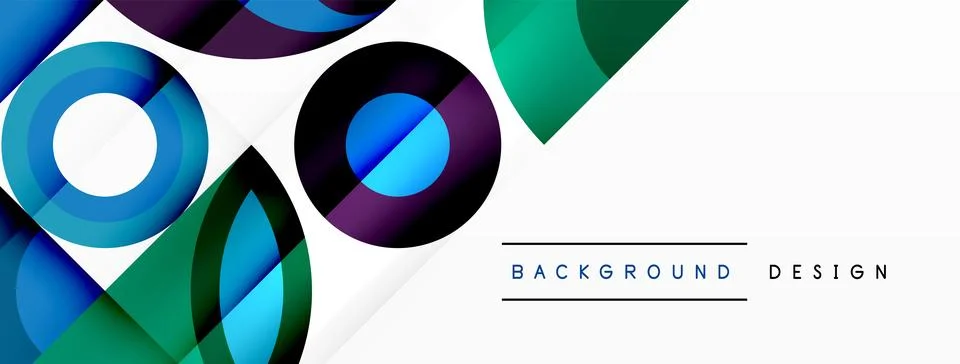 Eyecatching design featuring azure circles and triangles on a white background Illustrazione stock