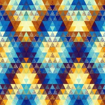 Eyecatching geometric triangle pattern in vibrant, rich colors for exciting.. Stock Illustration
