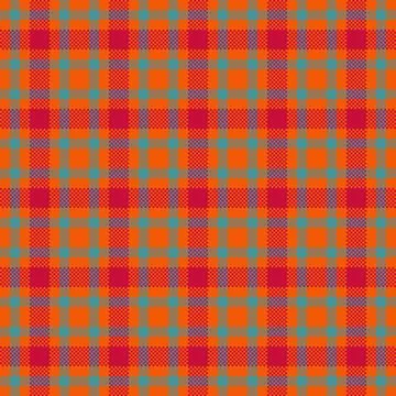 Eyecatching seamless plaid pattern in bright orange, red, and teal. This pi.. Stock Illustration