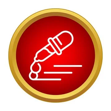 Eyedropper dispensing liquid drops in red circle icon Stock Illustration
