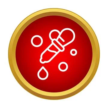 Eyedropper dispensing liquid inside red circle icon design Stock Illustration