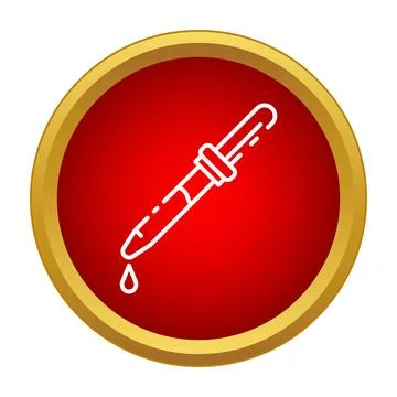 Eyedropper distributing liquid drop in laboratory medicine icon Ilustração Stock