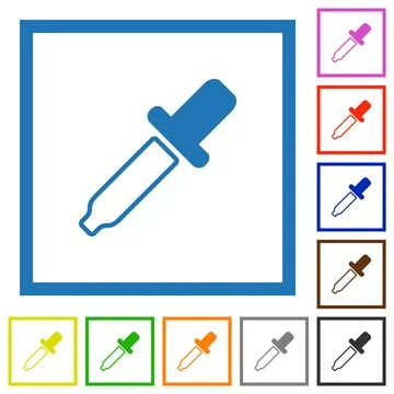 Eyedropper flat framed icons 库存插图