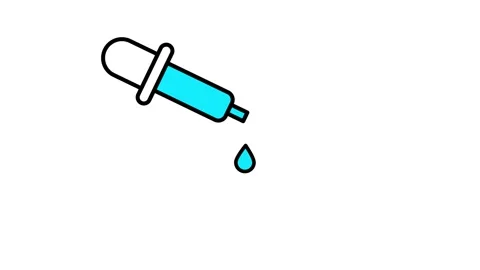 Eyedropper tool releasing drops icon animation isolated on white background Stock Footage 341313822