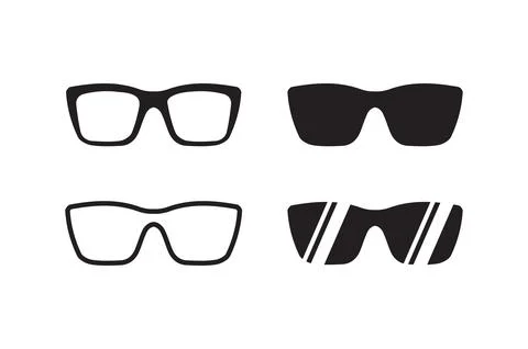 Eyeglasses and Sunglasses Vector Frames Icon Set Stock Illustration