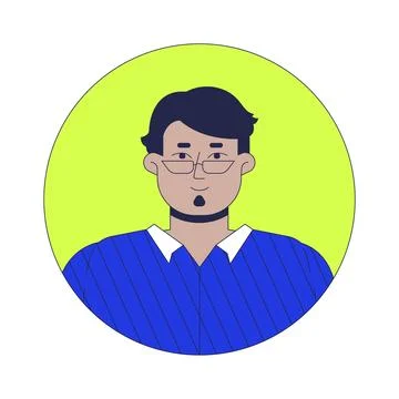 Eyeglasses arab man with soul patch beard 2D linear vector avatar illustratio Stockillustratie
