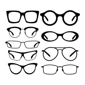 Eyeglasses frames silhouettes creating diverse vision styles Ilustración de archivo