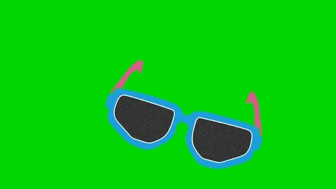Eyeglasses hand drawn green screen. floating loop animation Stock Footage 128644489
