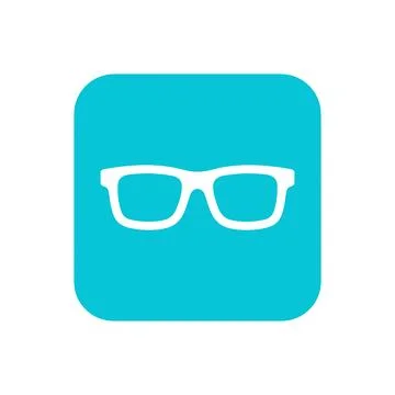 Eyeglasses icon with blue rounded square background for vision healthcare a.. Stock Illustration