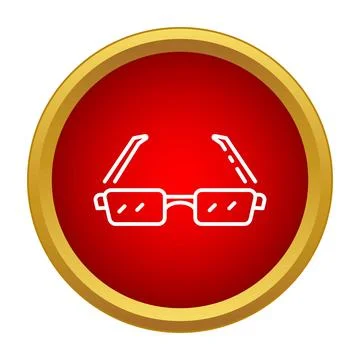 Eyeglasses line icon on a red button Stock Illustration