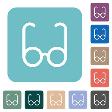 Eyeglasses Outline Icon rounded square flat icons Stock Illustration