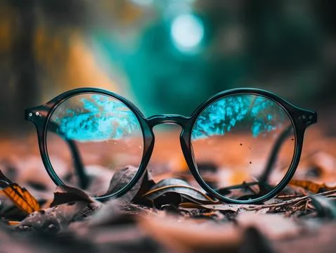 Eyeglasses Round Dark Background Multicolored Background Stock Photos