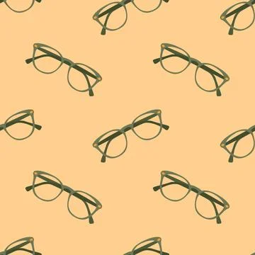 Eyeglasses seamless pattern retro green spectacles background vector illustra Stockillustratie