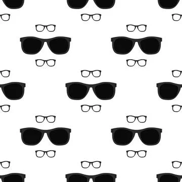 Eyeglasses seamless pattern - vector black sunglasses or glasses texture Stock Illustration