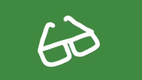 Eyeglasses smart vision frame hand-drawn cartoon graphic with chalk outline icon Stock Footage 337184417
