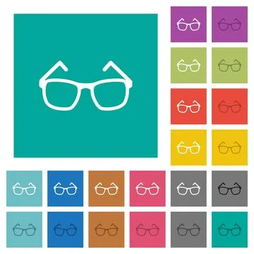 Eyeglasses square flat multi colored icons イラスト素材