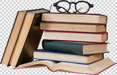 Eyeglasses on stack of books Stock Illustration