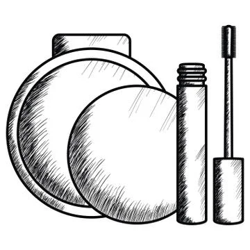 Eyelash and blush make up drawing Stock Illustration